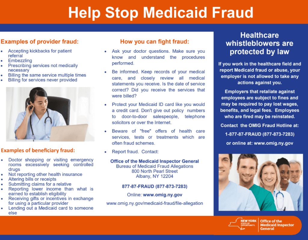 Help stop medicaid fraud flyer.