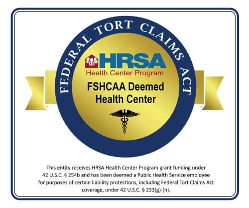 Official emblem for entities covered by the federal tort claims act under hrsa's health center program.
